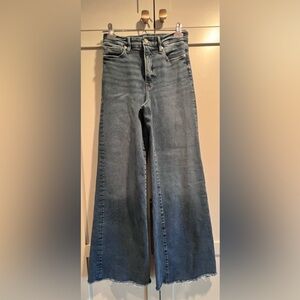 Good American - Good Waist Palazzo FRAYED High Rise Wide Leg Jeans - 4